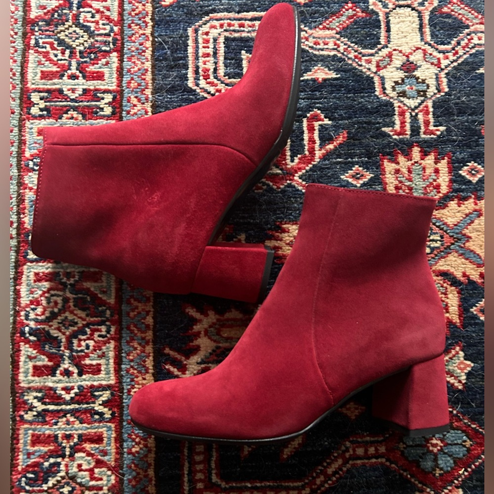 Suede red booties size 8